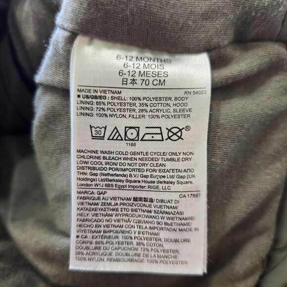 Baby Gap Green Jacket Primaloft Down Alternative Sherpa Infant Size 6-12 Months - Picture 6 of 6